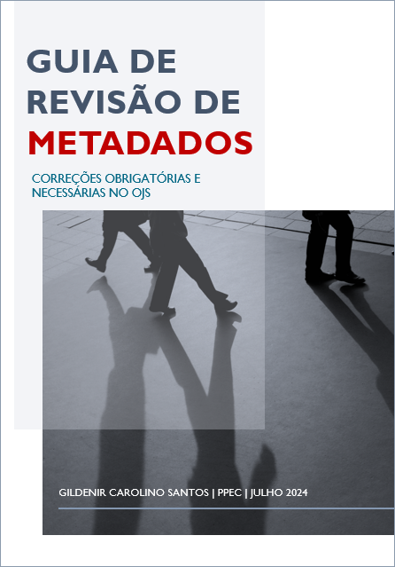 Guia de revisão de metadados. Capa com sombra de pessoas andando
